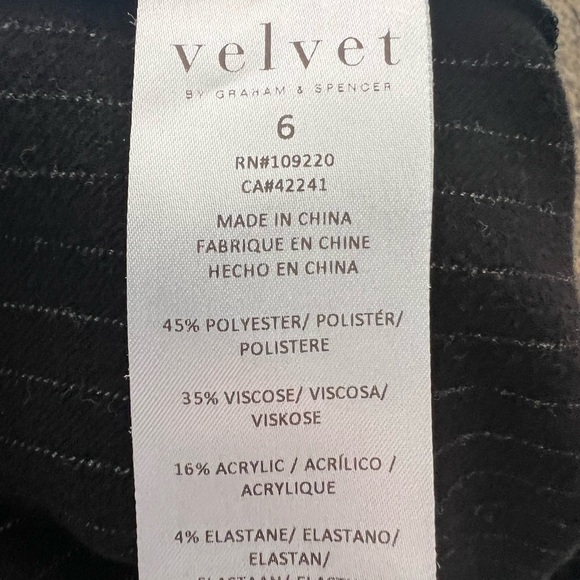 VELVET By Graham & Spencer Pin Stripe Straight Leg Pant Black/White - Picture 5 of 6